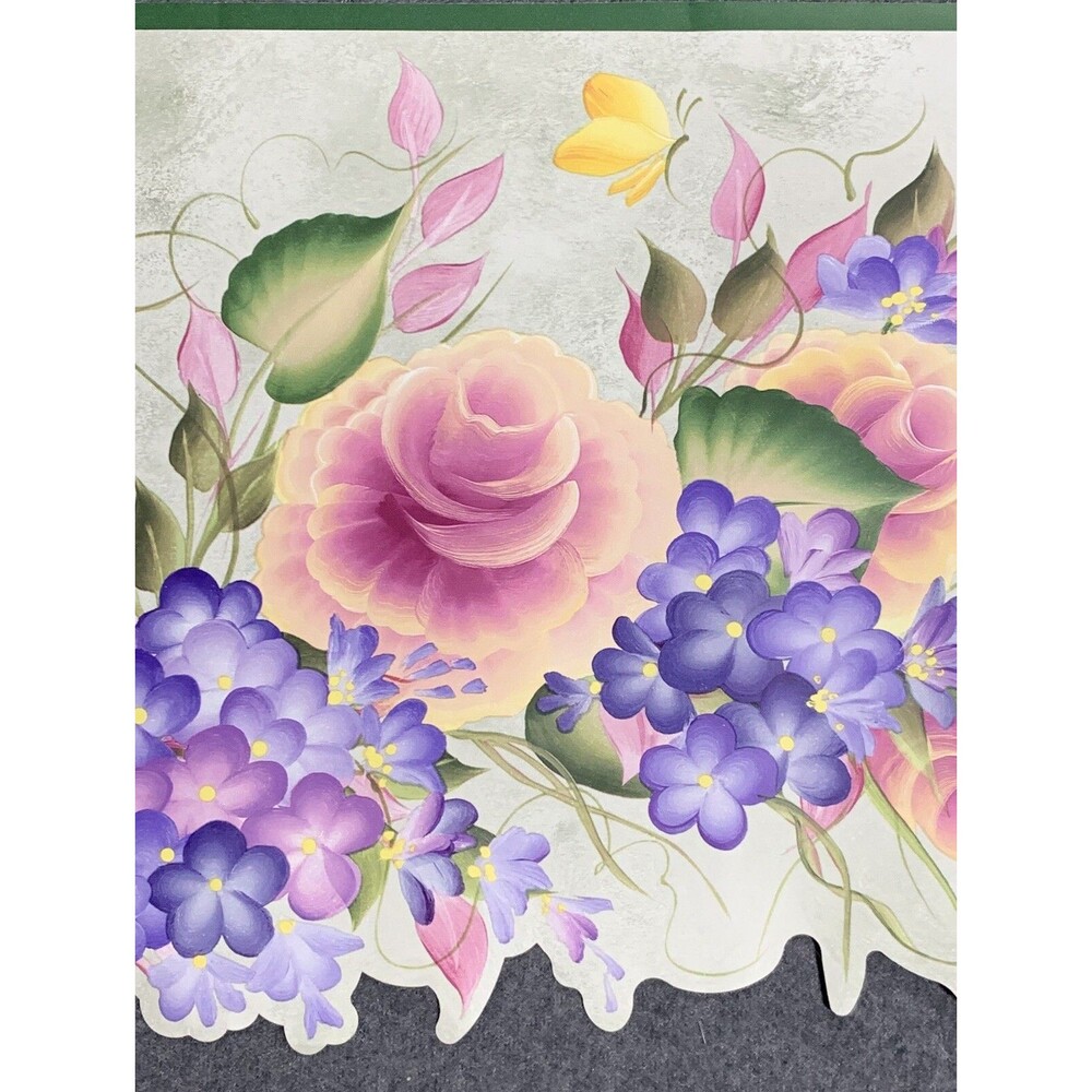 Bright Flower Garden Wallpaper Laser Cut Border Lisianthus & Fordget-Me-Nots